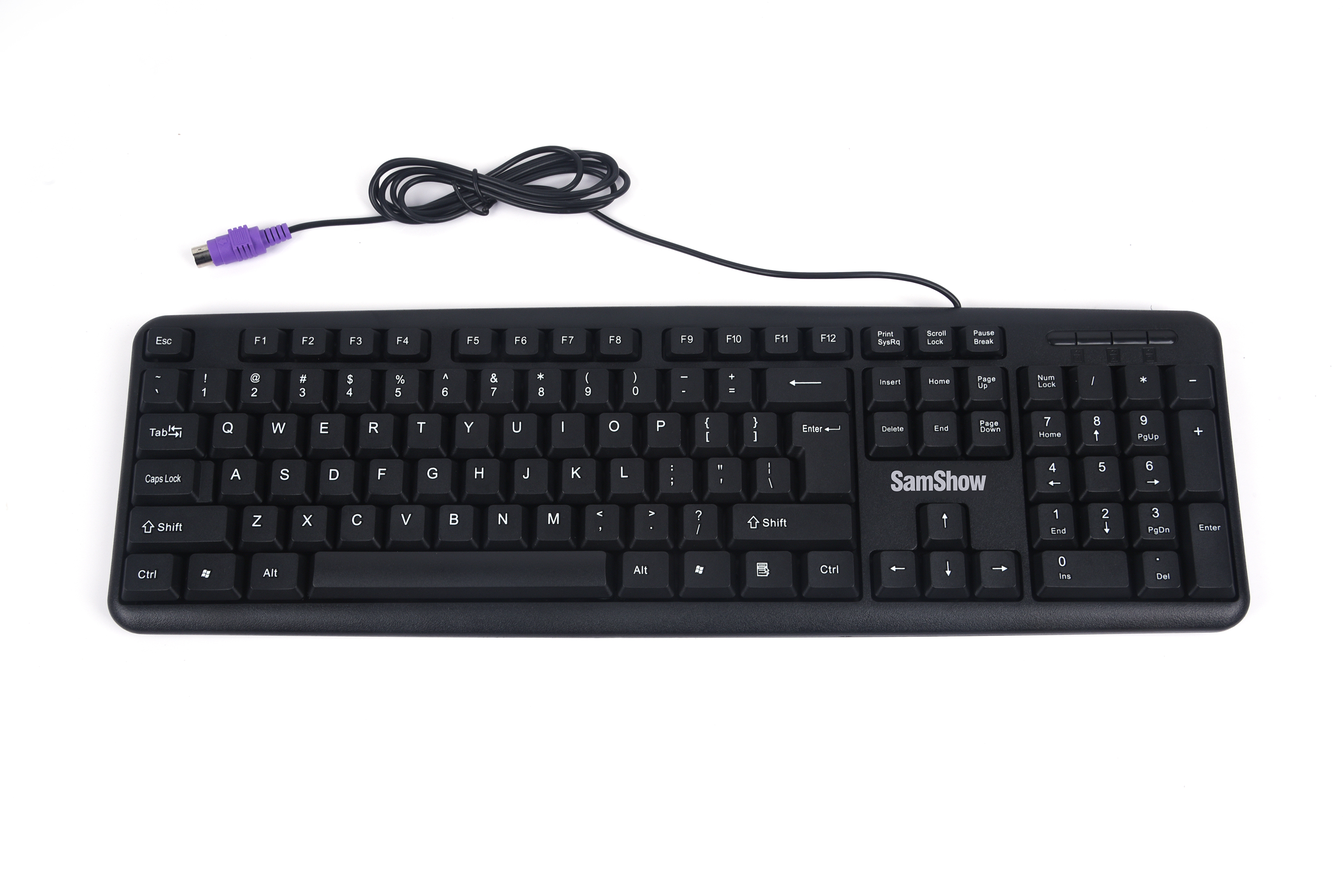  Wired PS2 104 Keys Computer Keyboard with Stands,Black,Waterproof - US Layout Compatible for Windows, PC, Laptop